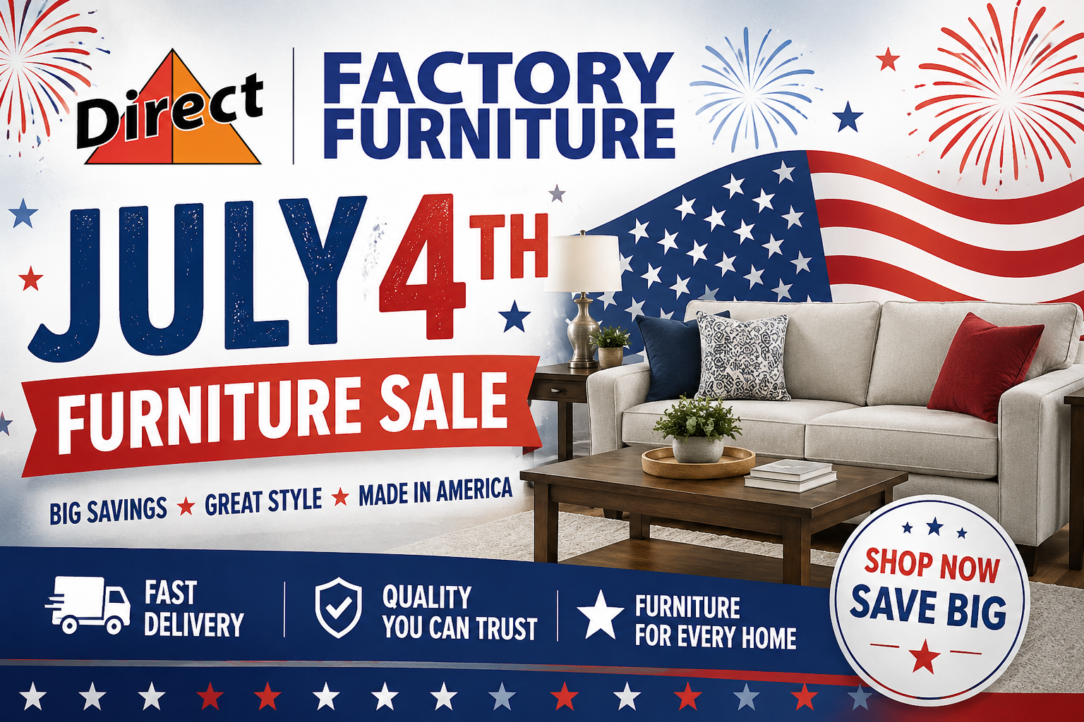 July 4th banner furniture sale