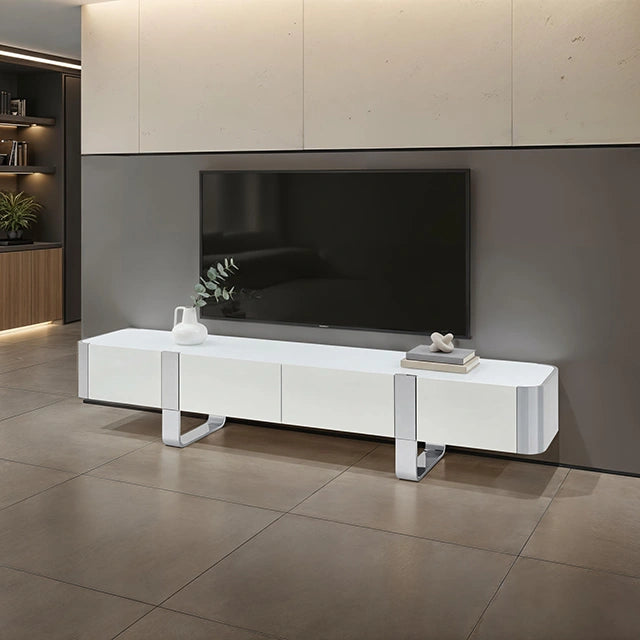 Larvik TV Stand White w/ Silver Frame