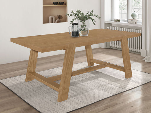 sharon-rectangular-trestle-base-dining-table-blue-and-brown