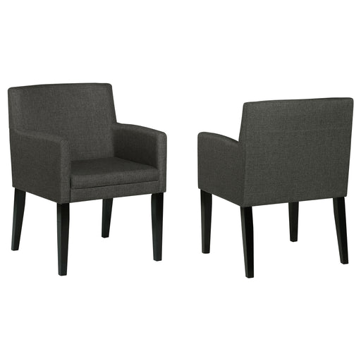 catherine-upholstered-dining-arm-chair-charcoal-grey-and-black-set-of-2