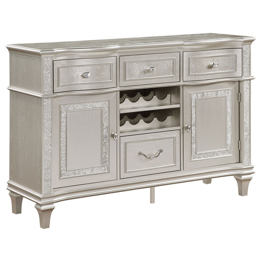 evangeline-4-drawer-sideboard-server-with-faux-diamond-trim-silver-oak