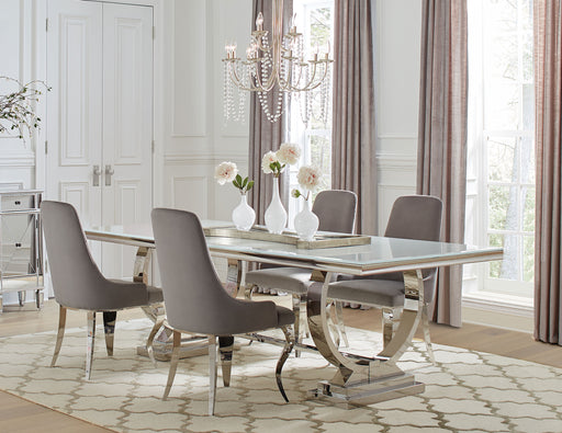 antoine-rectangular-dining-set-chrome-and-grey