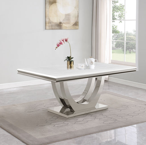 kerwin-rectangle-faux-marble-top-dining-table-white-and-chrome