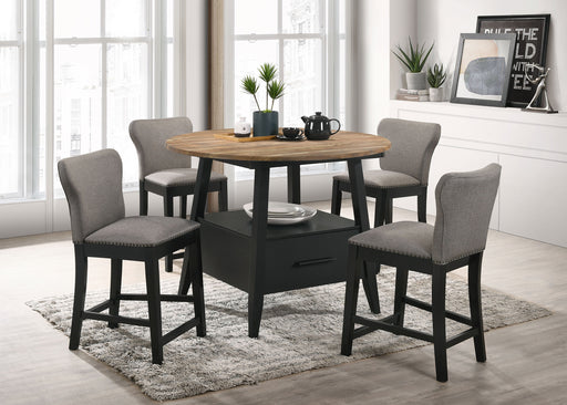 gibson-round-5-piece-counter-height-dining-set-yukon-oak-and-black