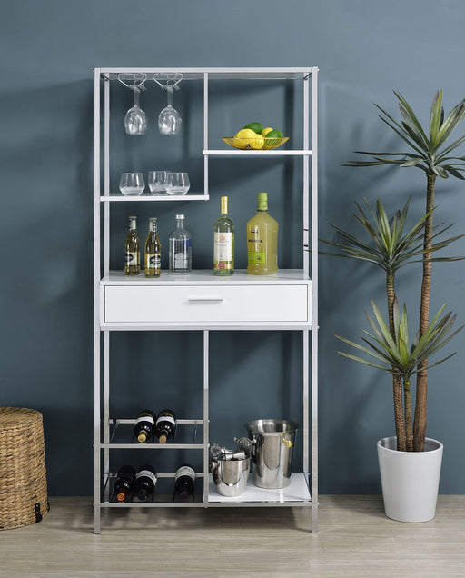 figueroa-5-shelf-wine-cabinet-with-storage-drawer-white-high-gloss-and-chrome