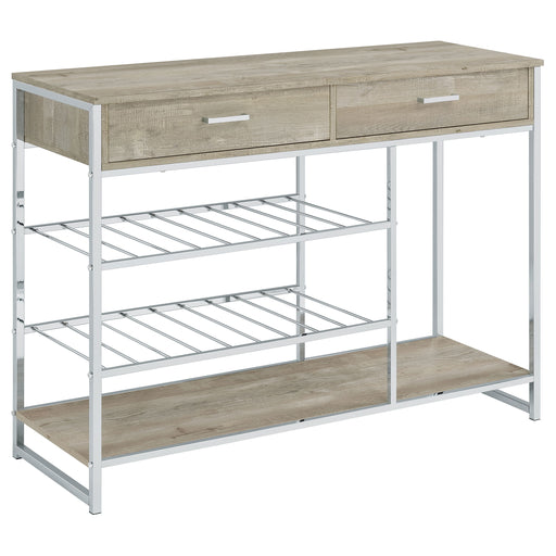 melrose-2-shelf-wine-cabinet-with-2-drawers-gray-washed-oak-and-chrome
