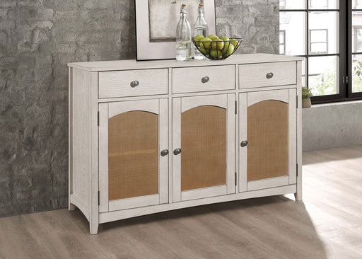 kirby-3-drawer-rectangular-server-with-adjustable-shelves-natural-and-rustic-off-white