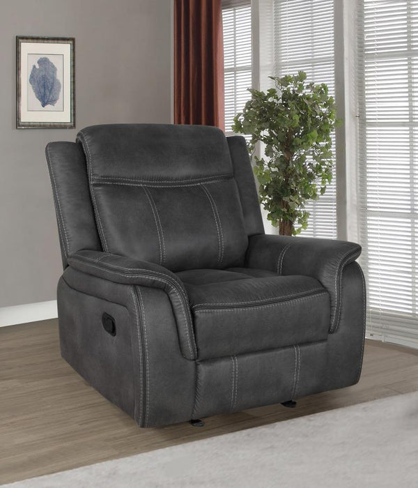 Lawrence Upholstered Tufted Back Glider Recliner CHARCOAL