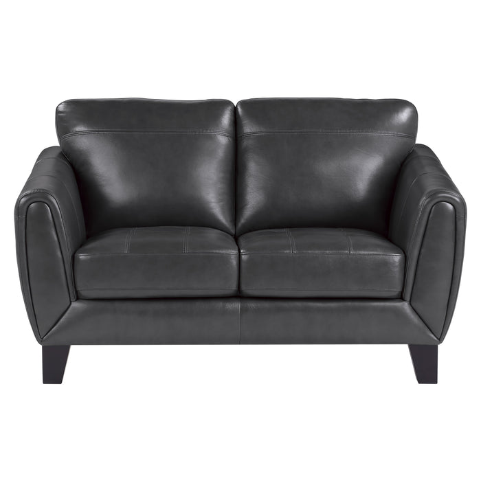 Spivey Top Grain Leather Loveseat DARK GREY