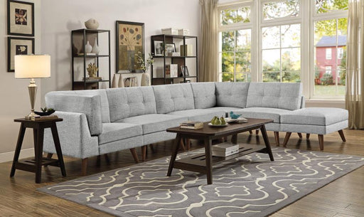 churchill-6-piece-upholstered-modular-tufted-sectional-grey-and-walnut