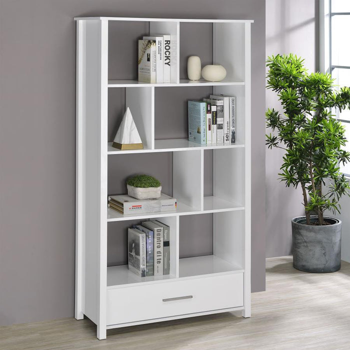 Dylan Rectangular 8-shelf Bookcase WHITE