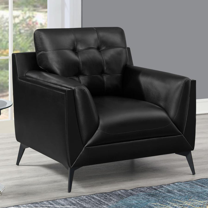 Moira Upholstered Tufted Chair with Track Arms Black