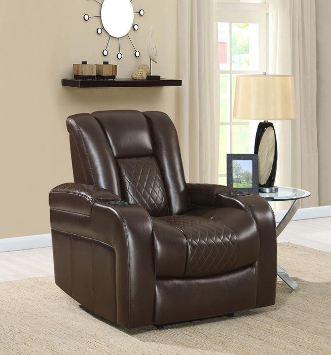 Delangelo Power^2 Recliner with Cup Holders Brown