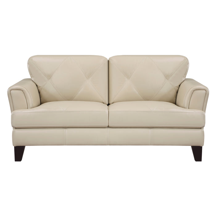 Thierry Top Grain Leather Loveseat CREAM