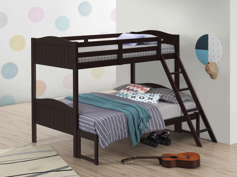 Arlo Twin Over Full Bunk Bed with Ladder Espresso