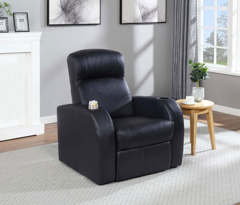 Cyrus Home Theater Top Grain Leather Recliner Black