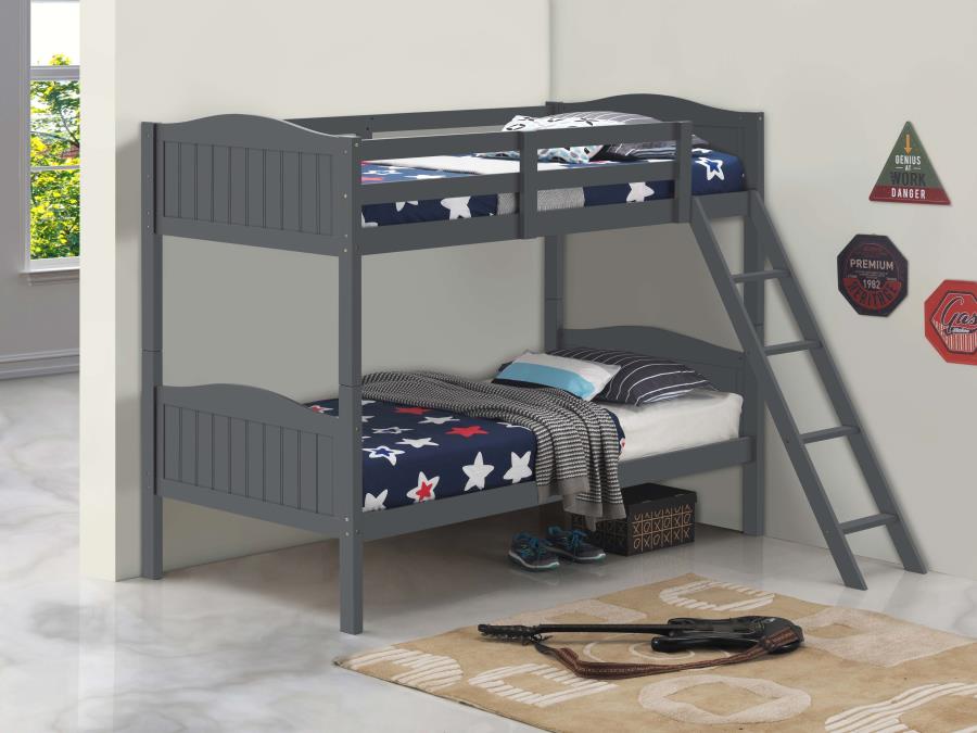 Arlo Twin/Twin Bunk Bed with Ladder Grey