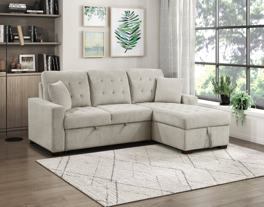 #Waitsfield Sectional w/Sleeper & Storage RAF SAND