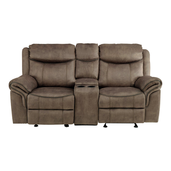 Aram Recliner Loveseat BROWN MICROFIBER