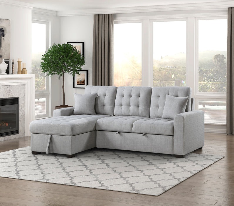 #McCafferty Sectional w/Sleeper & Storage LAF LITE GREY