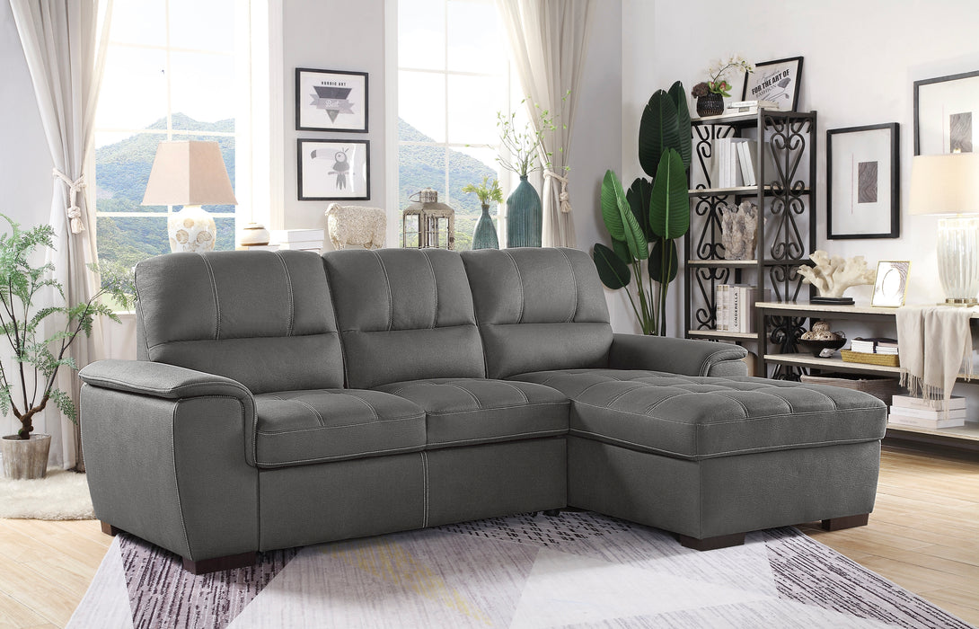 Andes 2-Pcs Sectional w/ Pull-out Bed & RAF ONLY w/ Hidden Storage GREY