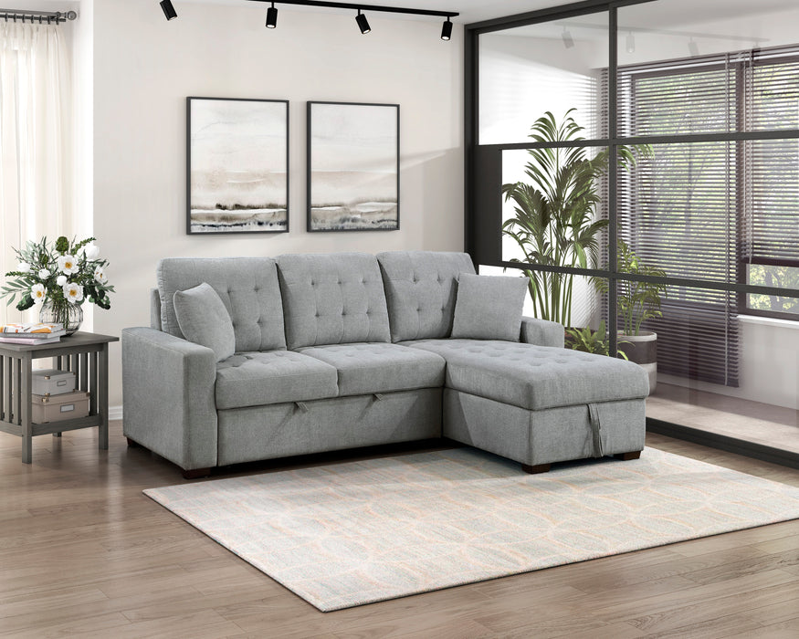 #Waitsfield Sectional w/Sleeper & Storage RAF GREY