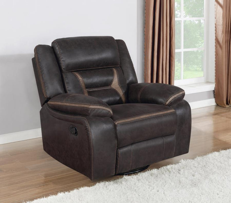 Greer Upholstered Tufted Back Glider Recliner DARK BROWN