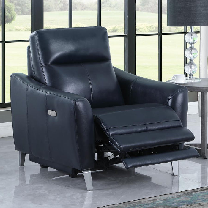 Derek Upholstered Power Recliner BLUE