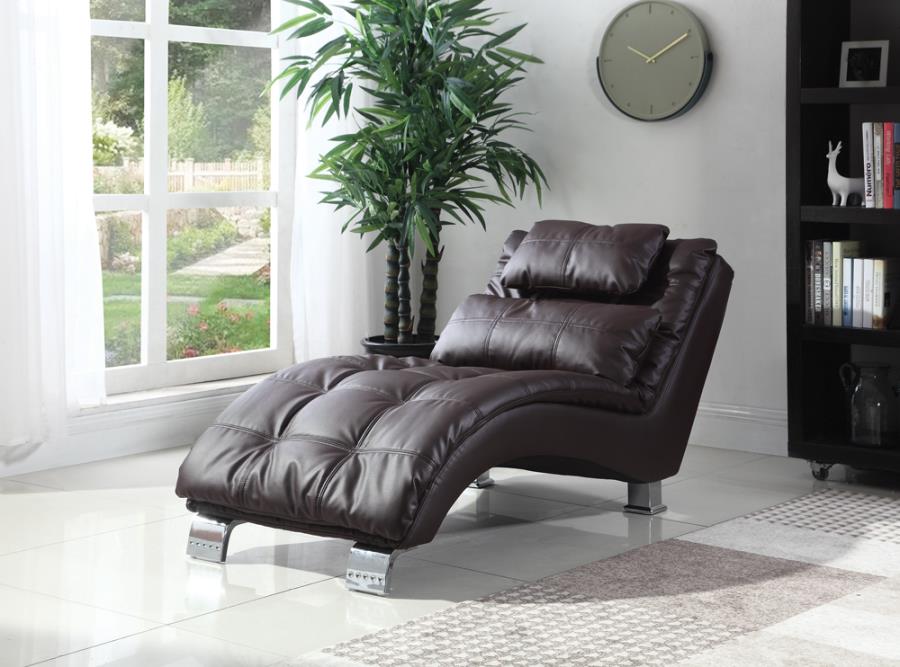 Dilleston Vinyl Chaise Brown