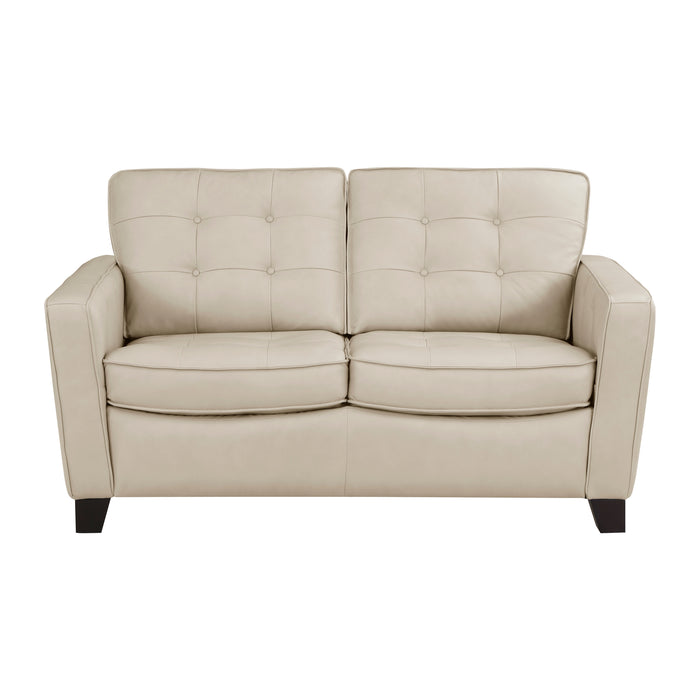 Renzo Top Grain Leather Loveseat BEIGE