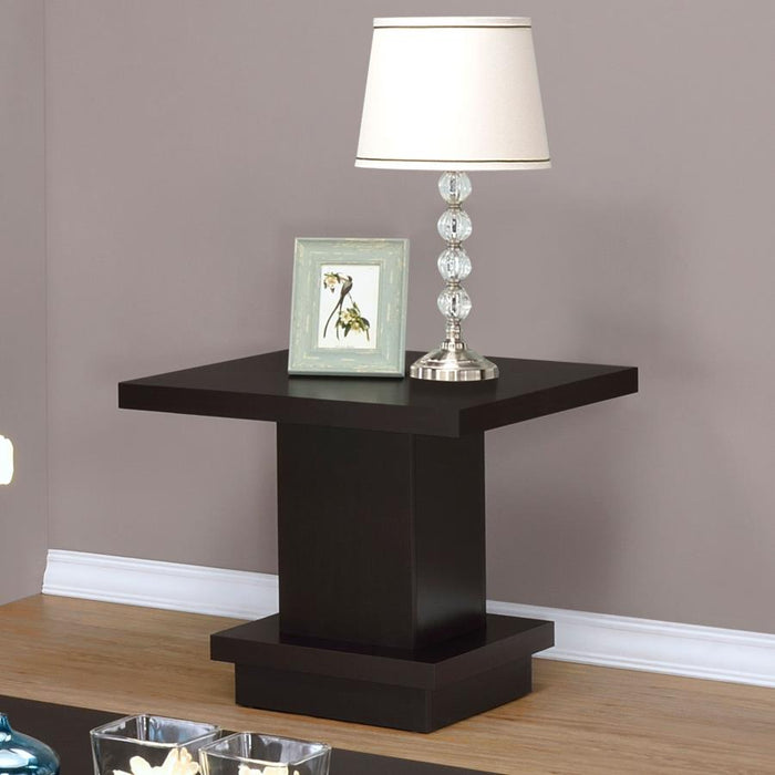 Reston Pedestal Square End Table Cappuccino