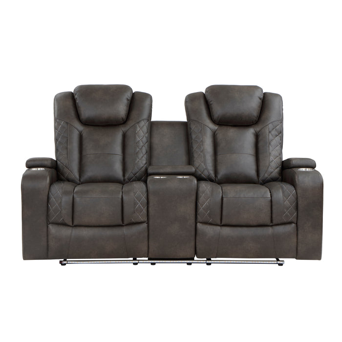 Tabor Power Recliner Loveseat BROWNISH GREY VINYL