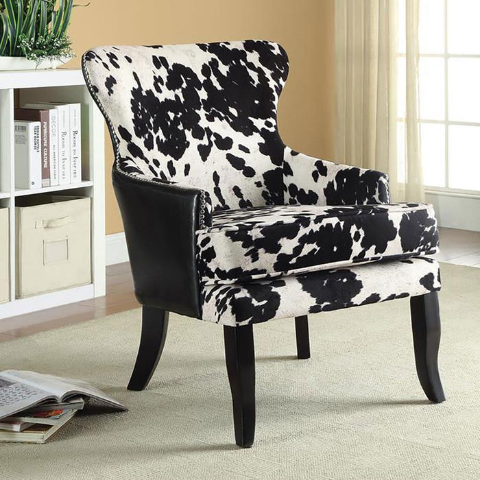 Trea Cowhide Print Accent Chair Black and White