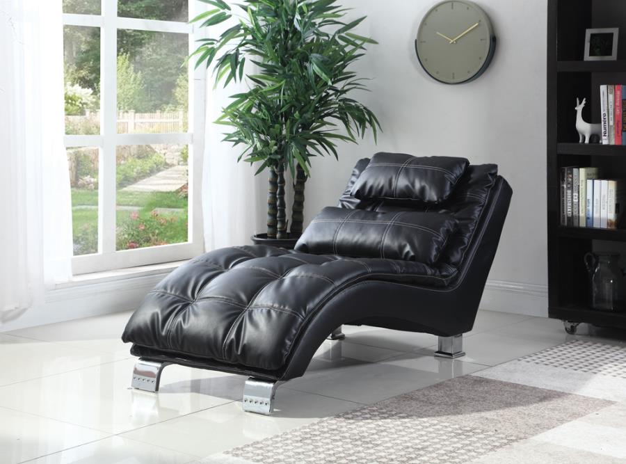 Dilleston Vinyl Chaise Black