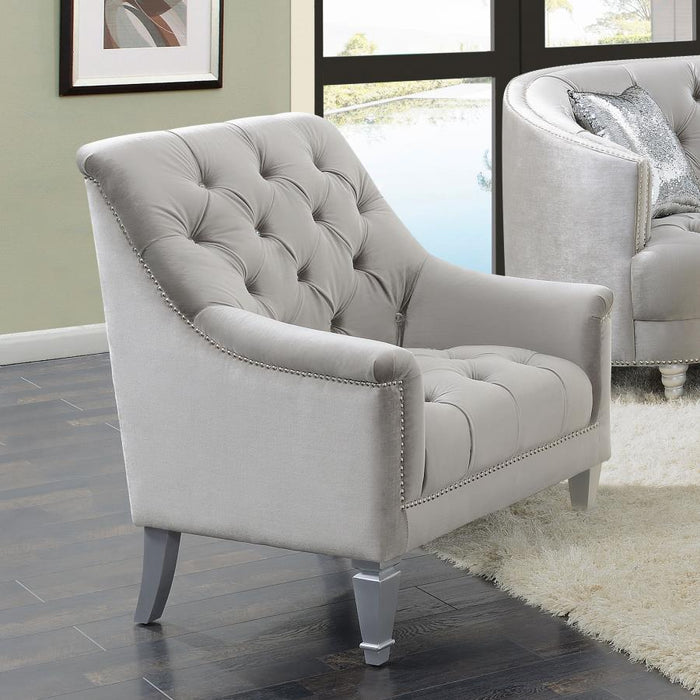 Avonlea Sloped Arm Tufted Chair Grey VELVET