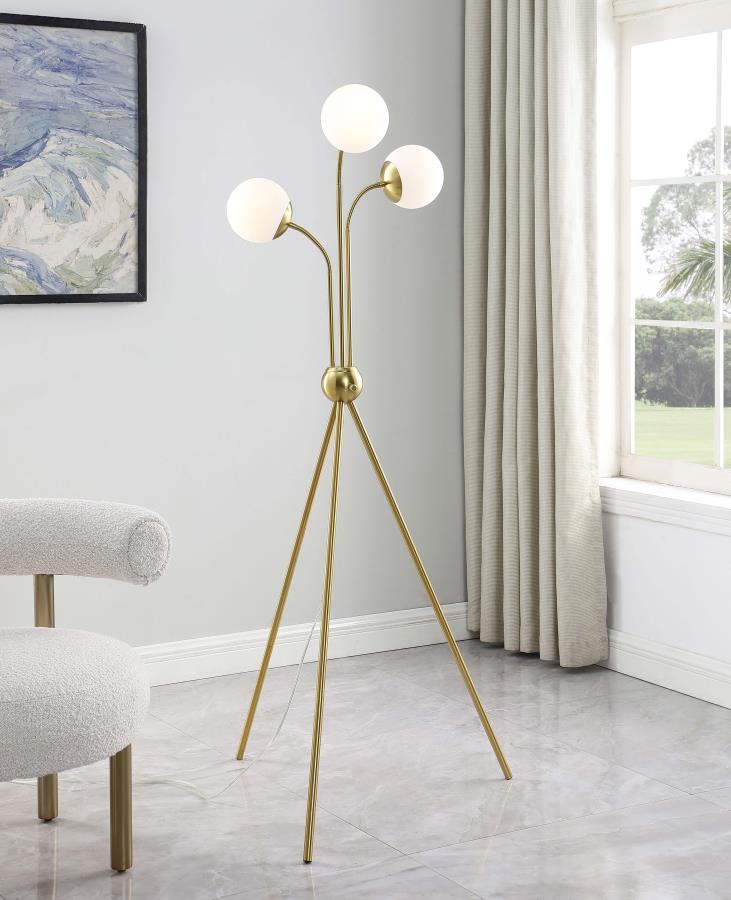 Gold and White Bulb Floor Lamp