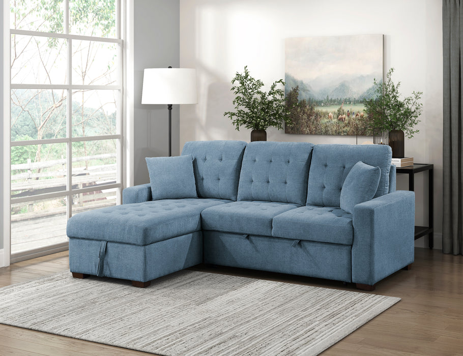 #Waitsfield Sectional w/Sleeper & Storage LAF BLUE