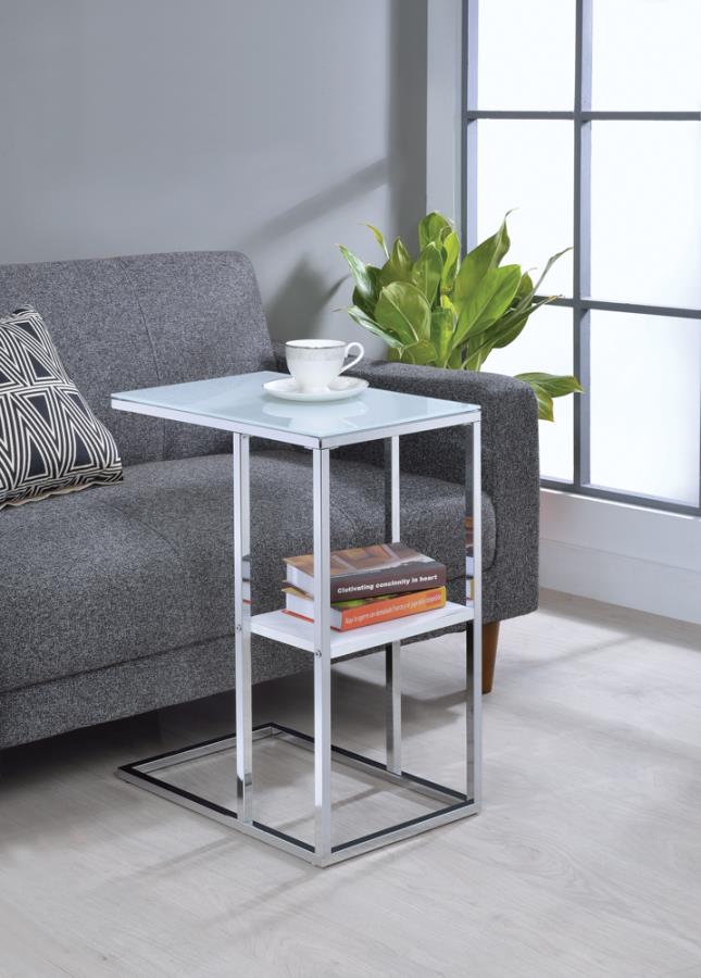 Daisy 1-shelf Accent Table Chrome and White