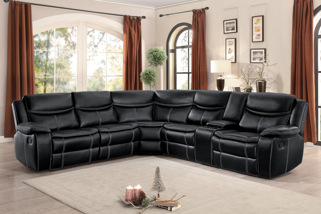 Bastrop 3-Piece Sectional with Right Console BLACK VINYL