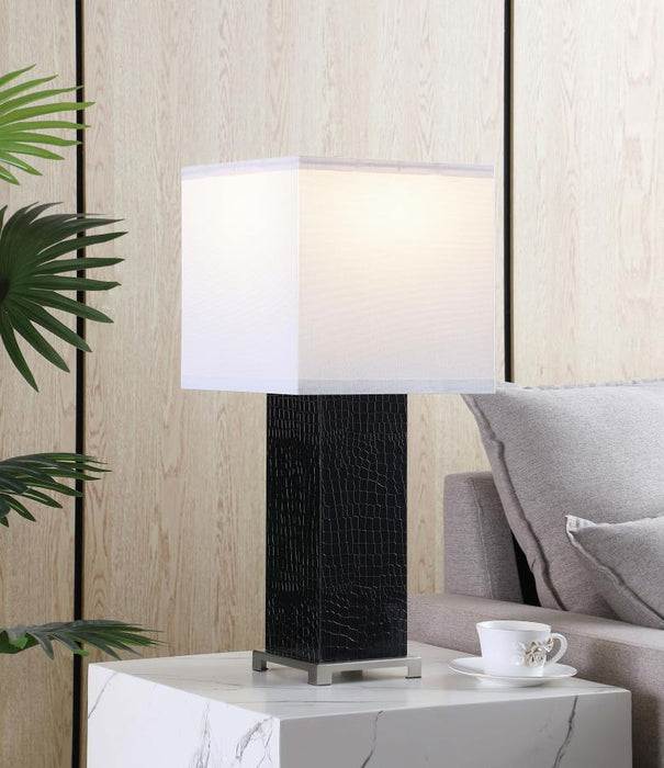 Black Alligator White Square Table Lamp