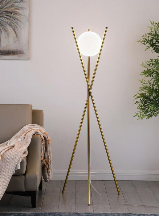 White Ball Gold Tripod Floor Lamp