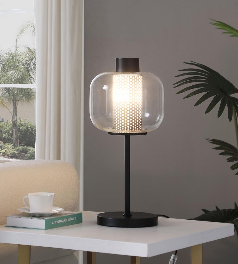 Black Clear Globe Table Lamp