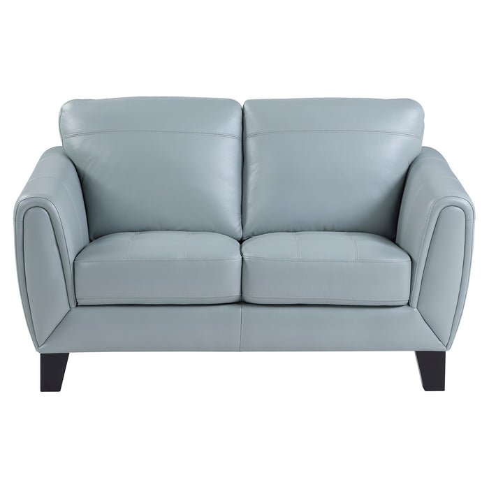 Spivey Top Grain Leather Loveseat AQUA