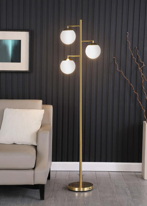 3 White Balls Gold Floor Lamp