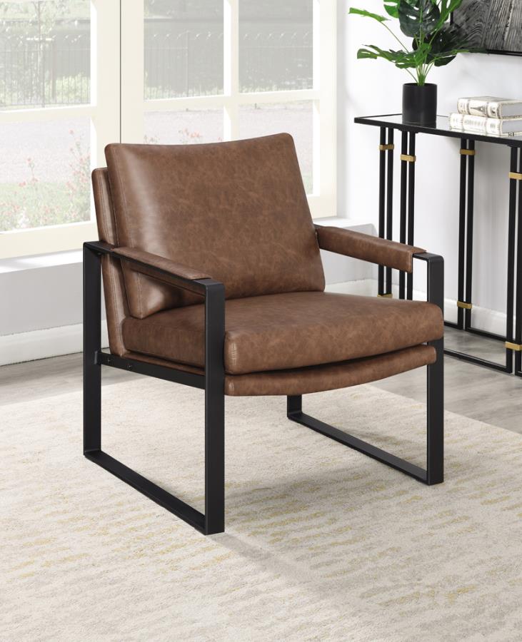 Rosalind Upholstered Accent Chair with Removable Cushion Umber Brown and Gunmetal