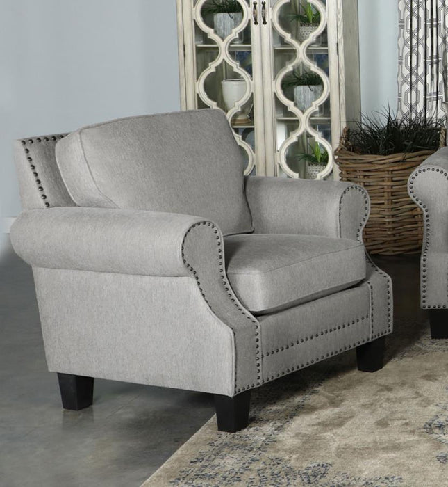 Sheldon Upholstered Chair with Rolled Arms Grey