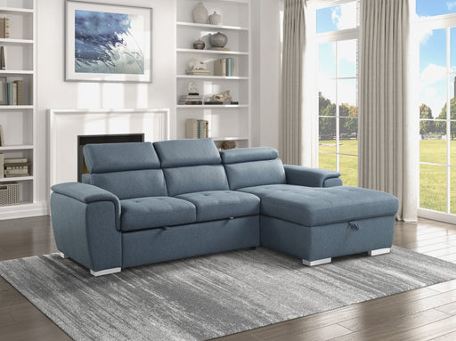 berel-2-pcs-sectional-w-adj-headrests-pull-out-bed-right-chaise-w-hidden-storage-blue