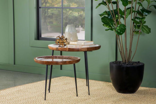 nuala-2-piece-round-nesting-table-with-tripod-tapered-legs-honey-and-black