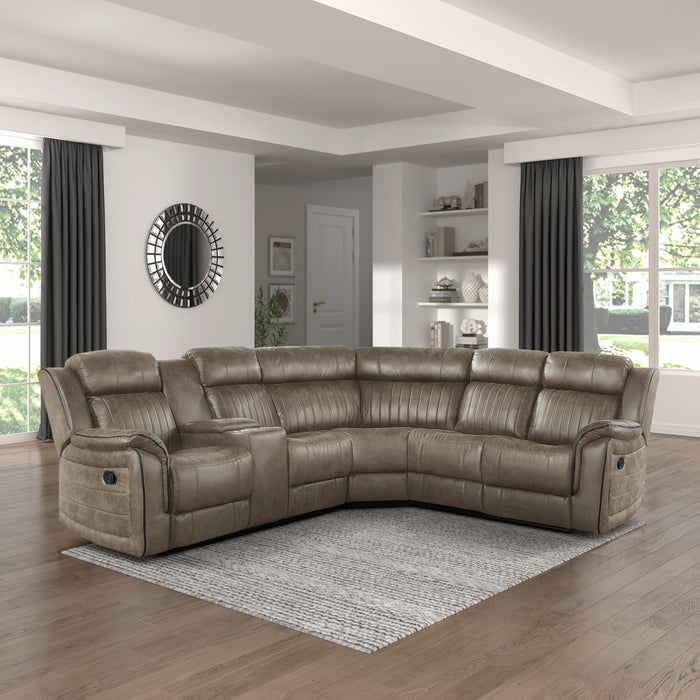 Centeroak 3-Piece Reclining Sectional with Left Console BROWN