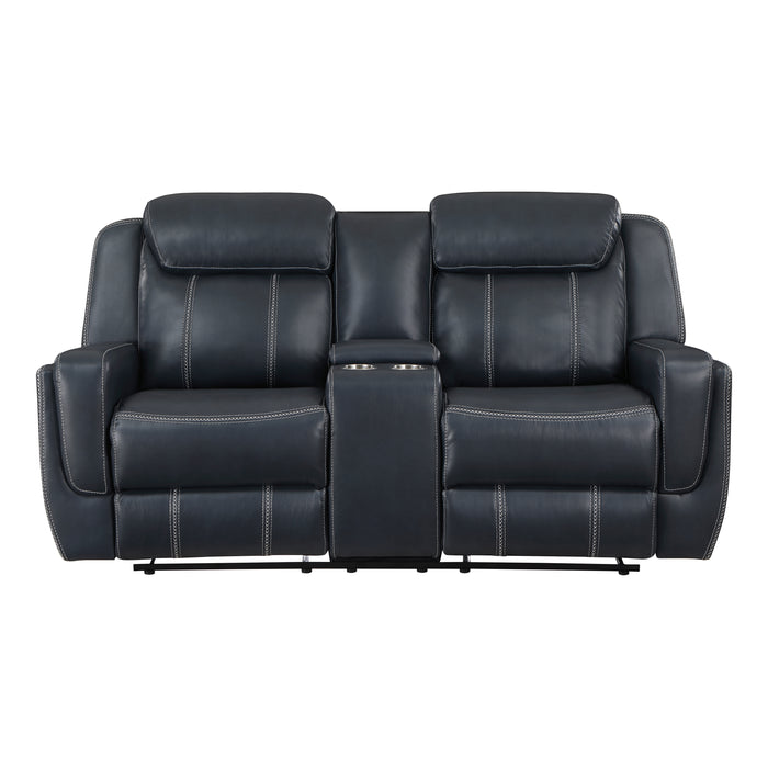 BU Recliner Loveseat  BLUE VINYL